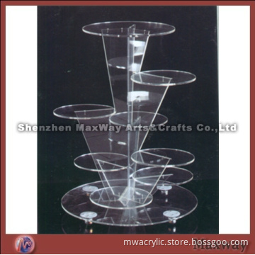 Transparent Large Round Finely Designed Acrylic Cup Cake Display Stand Rack